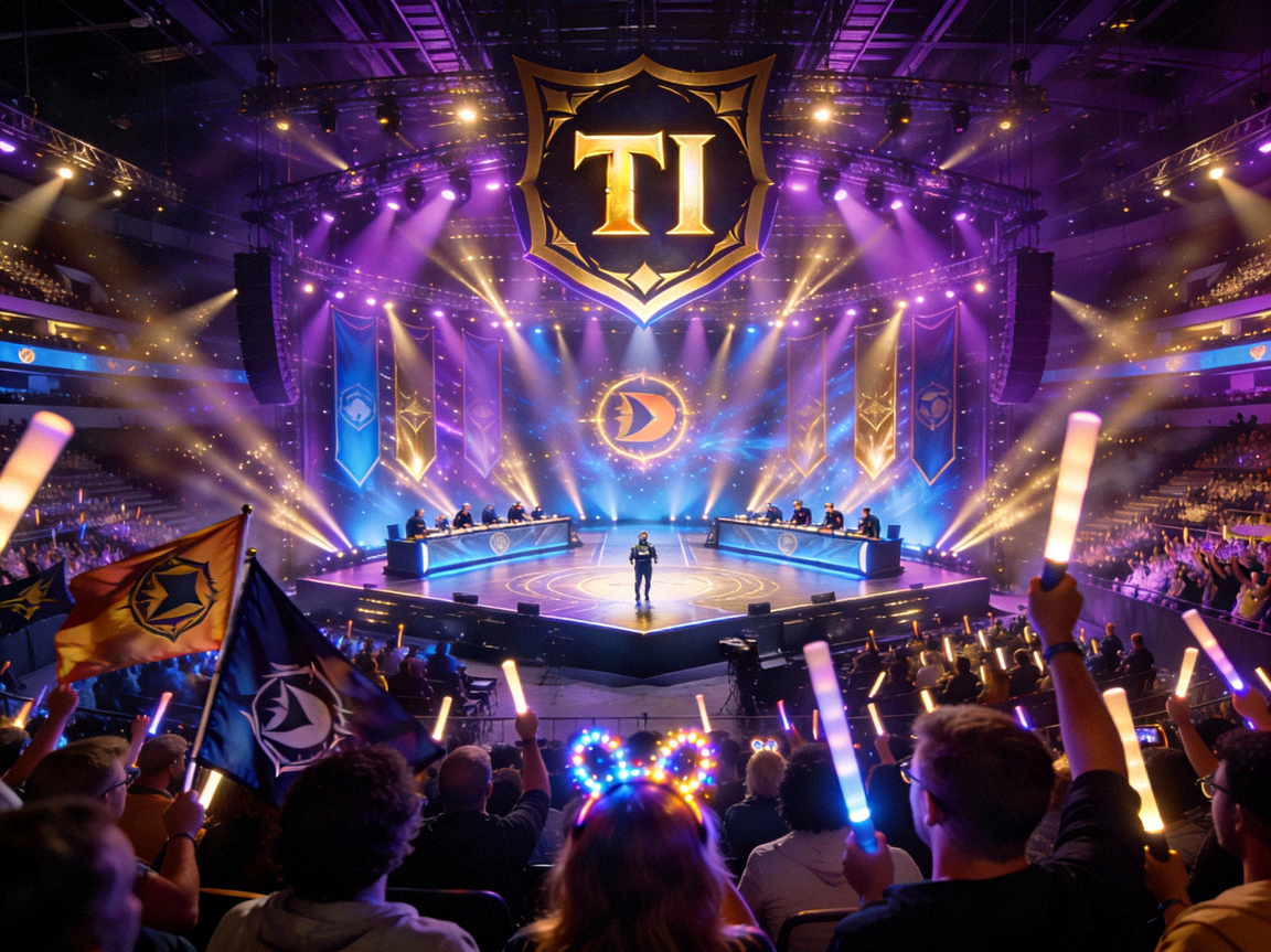 DOTA2新闻配图 - 国际邀请赛TI主舞台绚丽的灯光与观众全景
